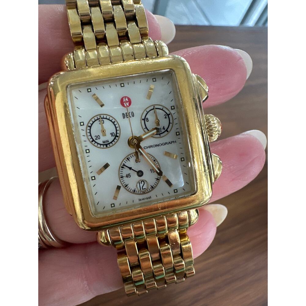 Michele Deco 18K Gold Plated Stainless Steel 33mm Watch - Picture 2 of 10